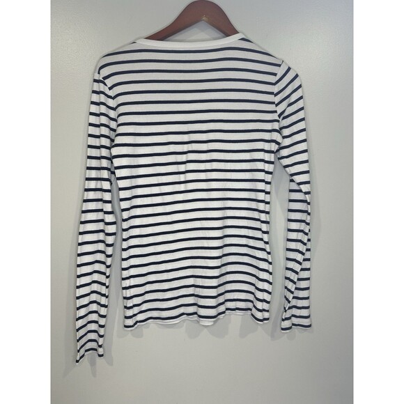 GAP Women's Modern Tee Crewneck Long Sleeved Striped Shirt - White/black Medium - Picture 7 of 10